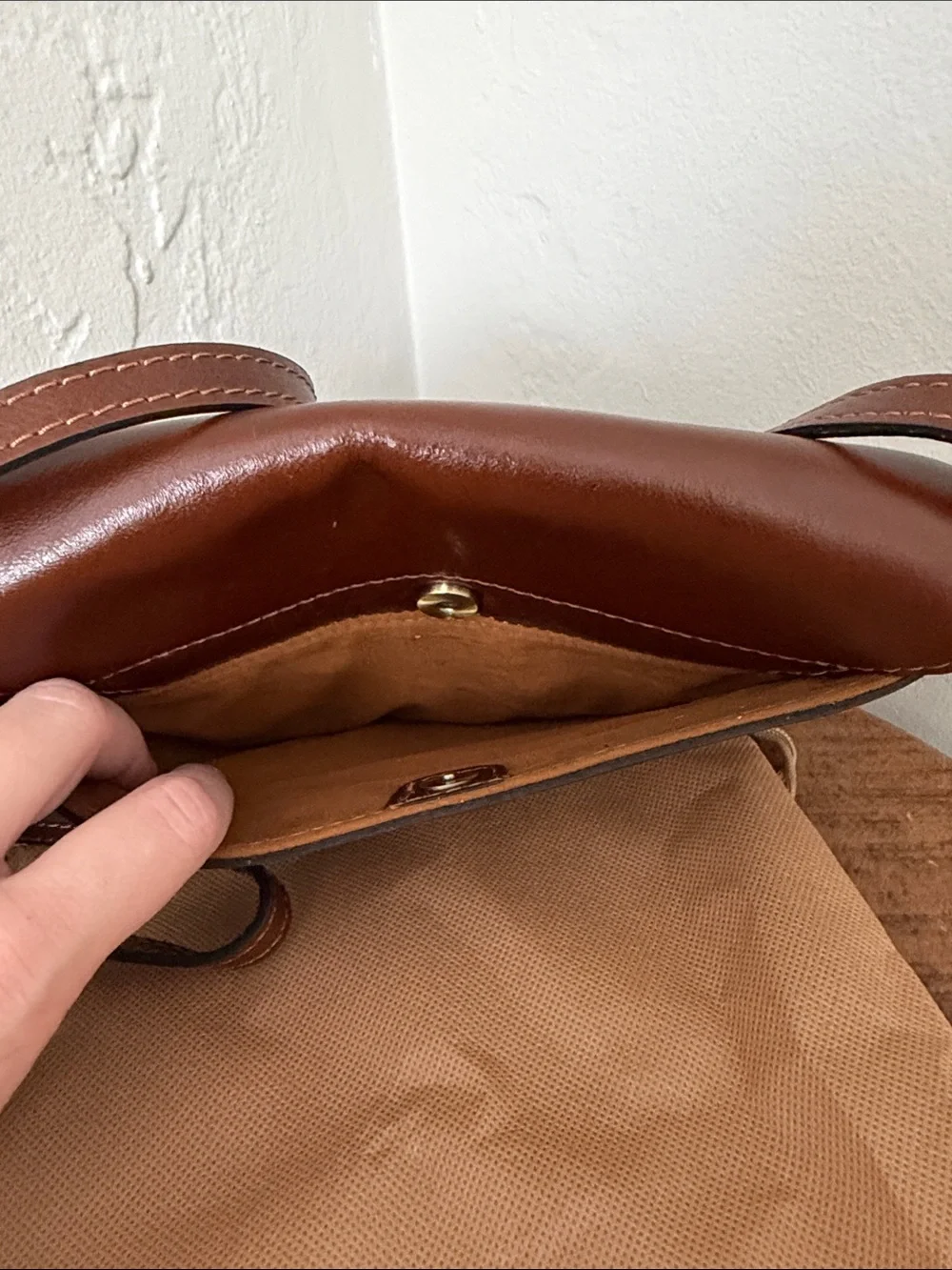 Patricia Nash Chestnut Brown Leather Messenger Bag with Tassel